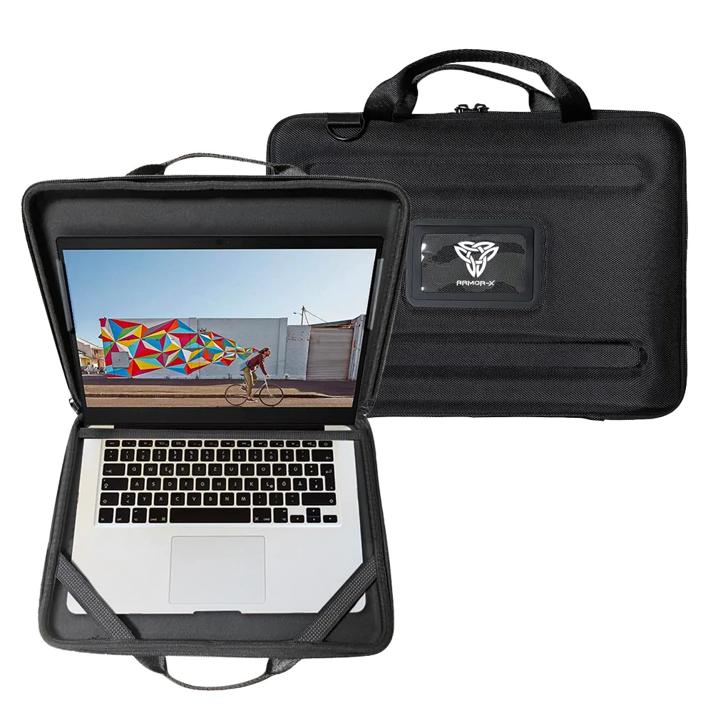 LPON-L1 | 13-15" Apple MacBook | Always-on hard Cover / Work-In Rugged Case with Handle Strap & Shoulder Strap