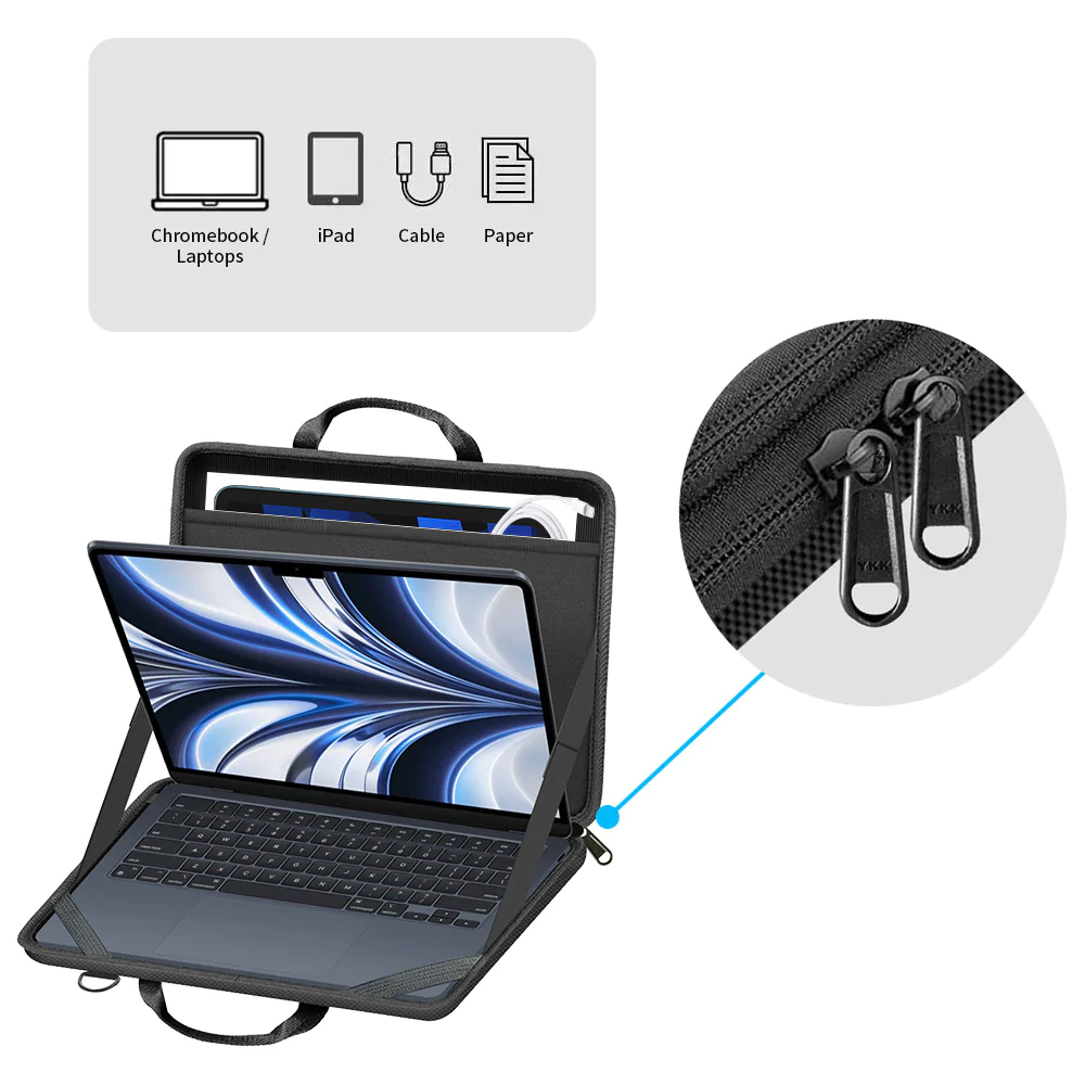 LPON-M2 | 11-13" Apple MacBook | Always-on hard Cover / Work-In Rugged Case with Handle Strap & Shoulder Strap - Image 3