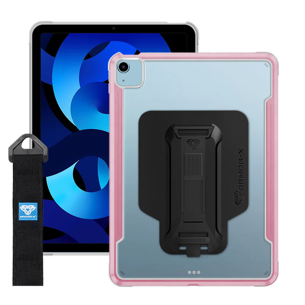 LXS-iPad-A4 | iPad Air 4 2020 / Air 5 2022 | Metal Protective Shockproof Case with hand strap kick-stand & X-Mount - Image 12