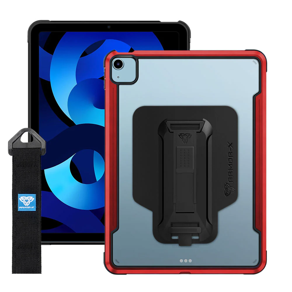 LXS-iPad-A4 | iPad Air 4 2020 / Air 5 2022 | Metal Protective Shockproof Case with hand strap kick-stand & X-Mount - Image 13