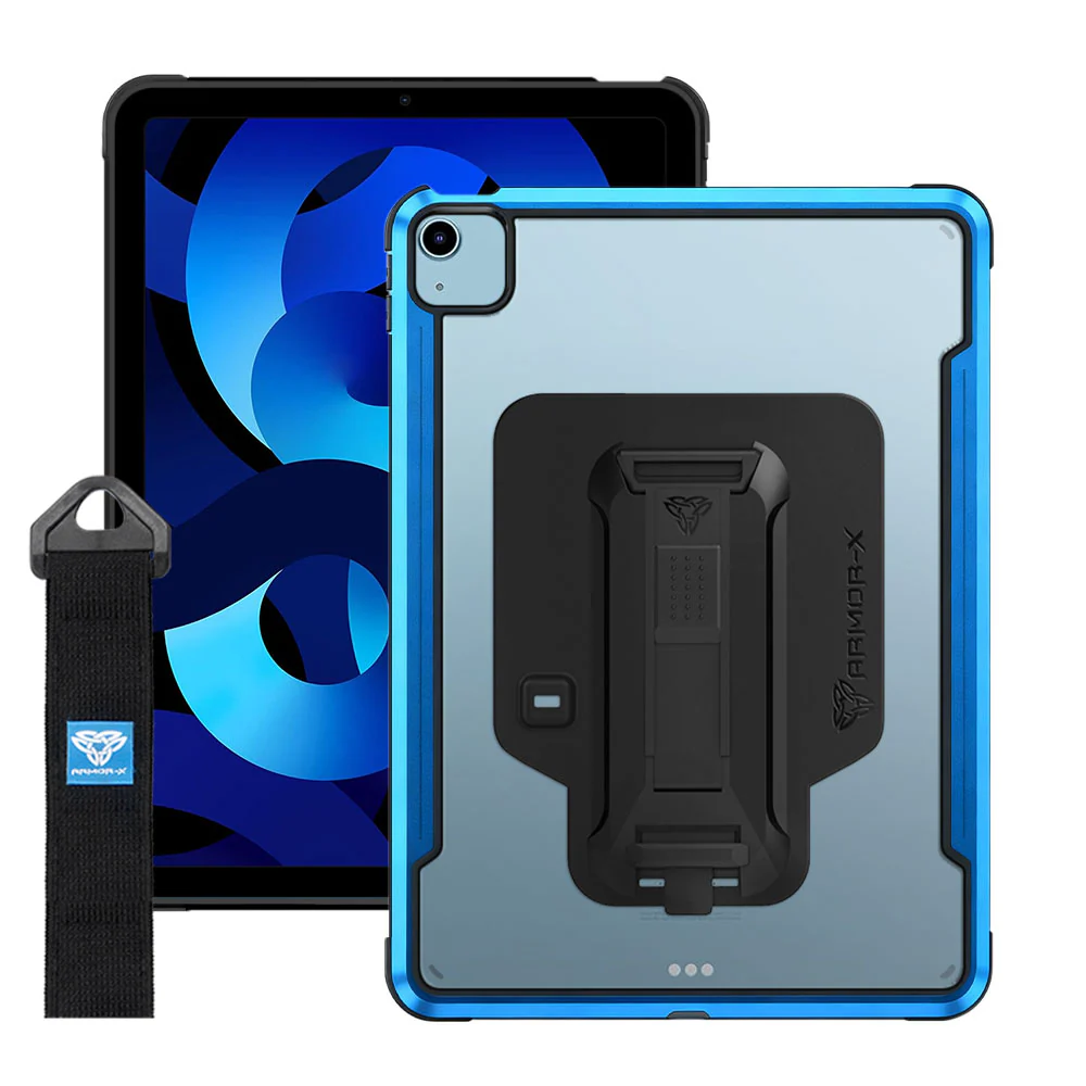LXS-iPad-A4 | iPad Air 4 2020 / Air 5 2022 | Metal Protective Shockproof Case with hand strap kick-stand & X-Mount - Image 14