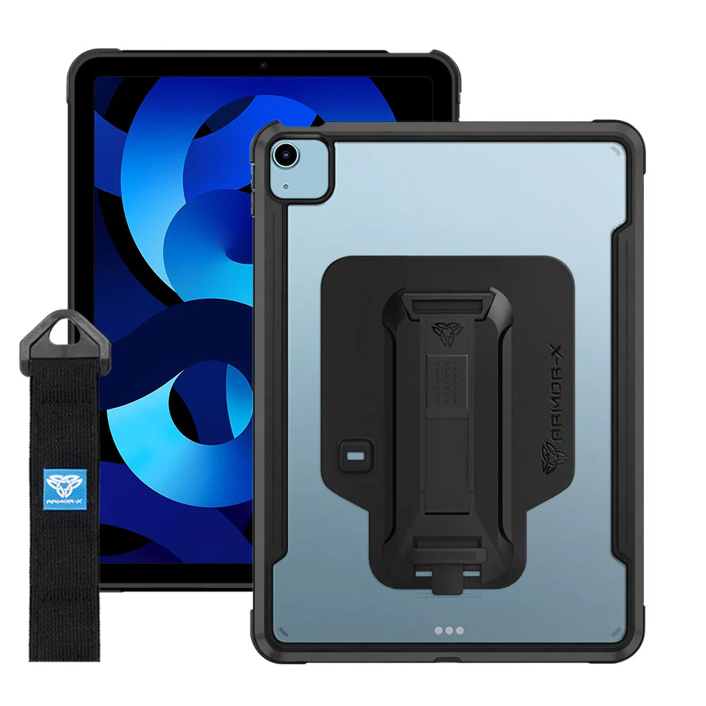 LXS-iPad-A4 | iPad Air 4 2020 / Air 5 2022 | Metal Protective Shockproof Case with hand strap kick-stand & X-Mount - Image 15