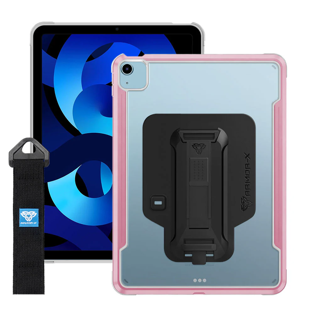 LXS-iPad-A4 | iPad Air 4 2020 / Air 5 2022 | Metal Protective Shockproof Case with hand strap kick-stand & X-Mount - Image 18