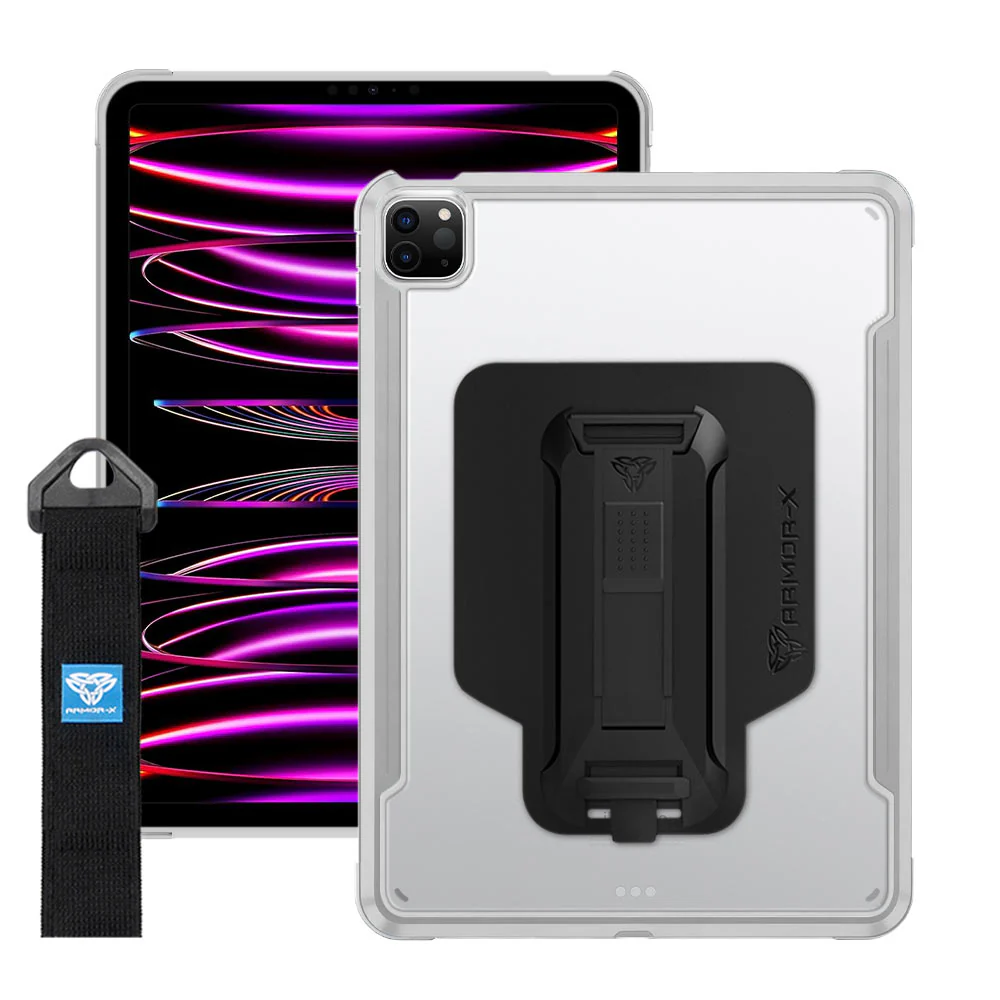 LXS-iPad-A4 | iPad Pro 11 (3rd / 4th Gen.) 2021 / 2022 | Metal Protective Shockproof case with hand strap kick-stand & X-Mount - Image 10