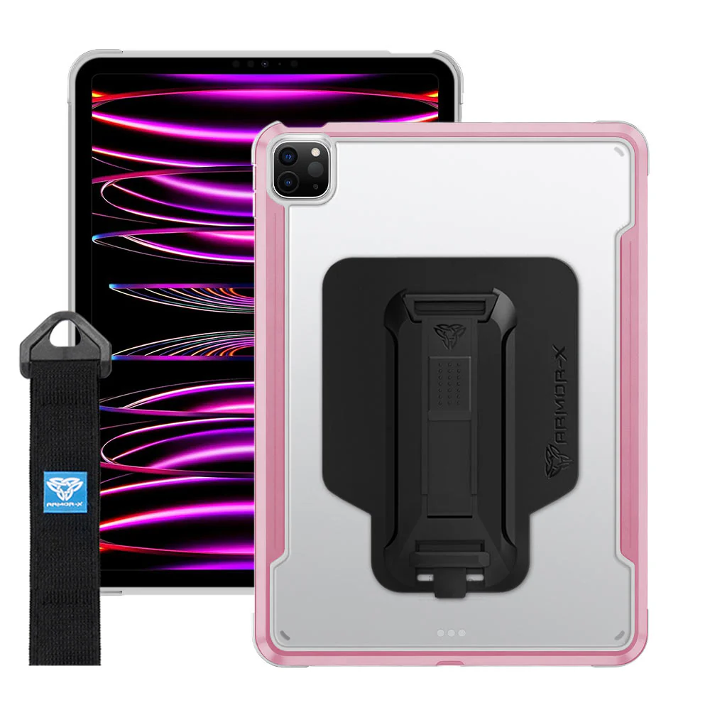 LXS-iPad-A4 | iPad Pro 11 (3rd / 4th Gen.) 2021 / 2022 | Metal Protective Shockproof case with hand strap kick-stand & X-Mount - Image 12