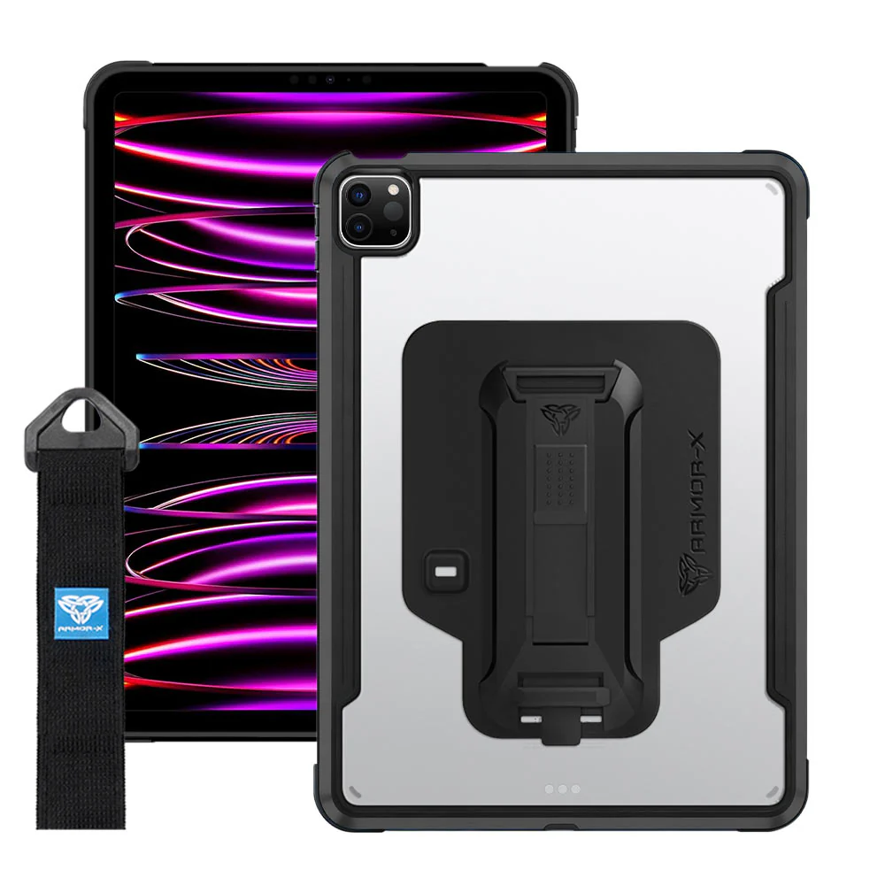 LXS-iPad-A4 | iPad Pro 11 (3rd / 4th Gen.) 2021 / 2022 | Metal Protective Shockproof case with hand strap kick-stand & X-Mount - Image 15