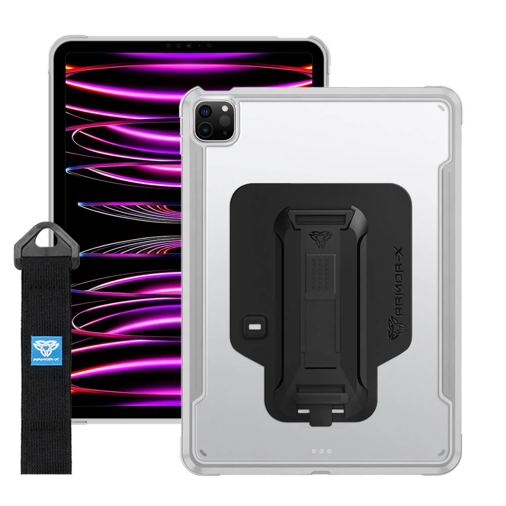 LXS-iPad-A4 | iPad Pro 11 (3rd / 4th Gen.) 2021 / 2022 | Metal Protective Shockproof case with hand strap kick-stand & X-Mount - Image 17