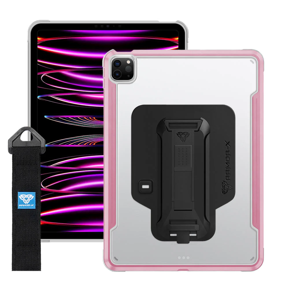 LXS-iPad-A4 | iPad Pro 11 (3rd / 4th Gen.) 2021 / 2022 | Metal Protective Shockproof case with hand strap kick-stand & X-Mount - Image 18