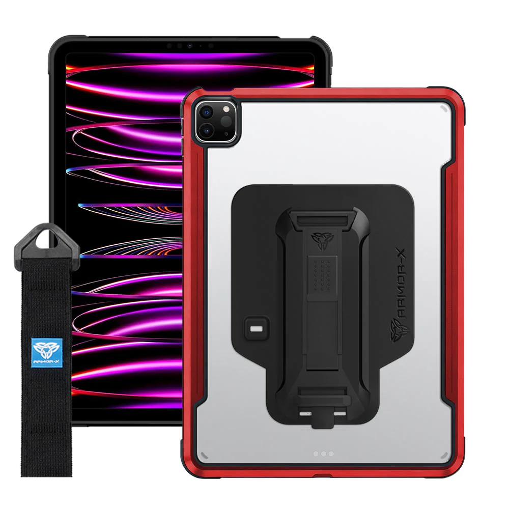 LXS-iPad-A4 | iPad Pro 11 (3rd / 4th Gen.) 2021 / 2022 | Metal Protective Shockproof case with hand strap kick-stand & X-Mount - Image 19