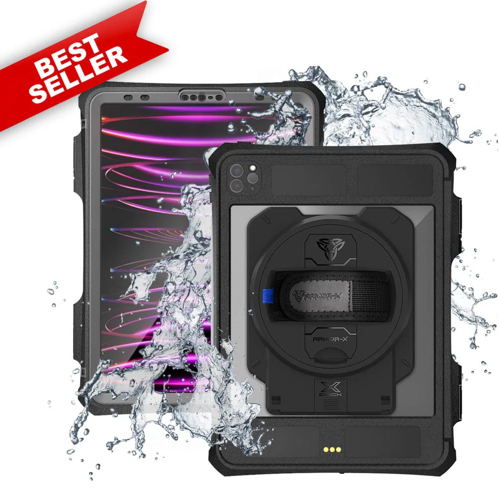 MAN-A15SPN | iPad Pro 11 ( 2nd / 3rd / 4th Gen. ) 2020 / 2021 / 2022 | IP68 Waterproof, Shock & Dust Proof Case With X-DOCK Modular Eco-System & Pencil Holder Supports Apple Pencil 2 Wireless Charging