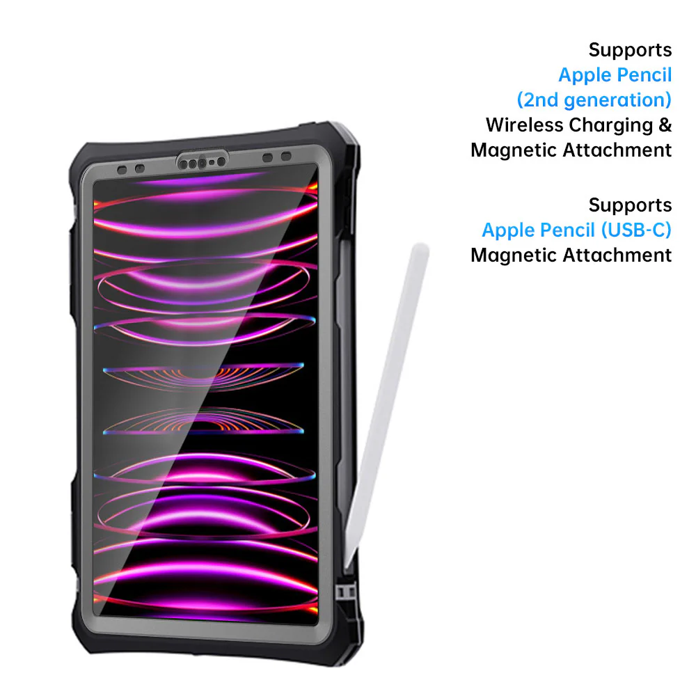 MAN-A15SPN | iPad Pro 11 ( 2nd / 3rd / 4th Gen. ) 2020 / 2021 / 2022 | IP68 Waterproof, Shock & Dust Proof Case With X-DOCK Modular Eco-System & Pencil Holder Supports Apple Pencil 2 Wireless Charging - Image 12