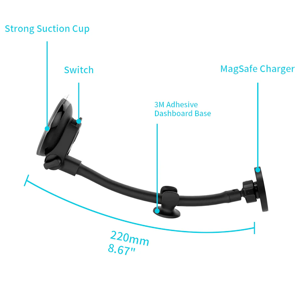 MGS-X122 | Gooseneck Suction Mount | MagSafe / Pixelsnap 15W Fast Charger | Design for iPhone & Smartphone - Image 5