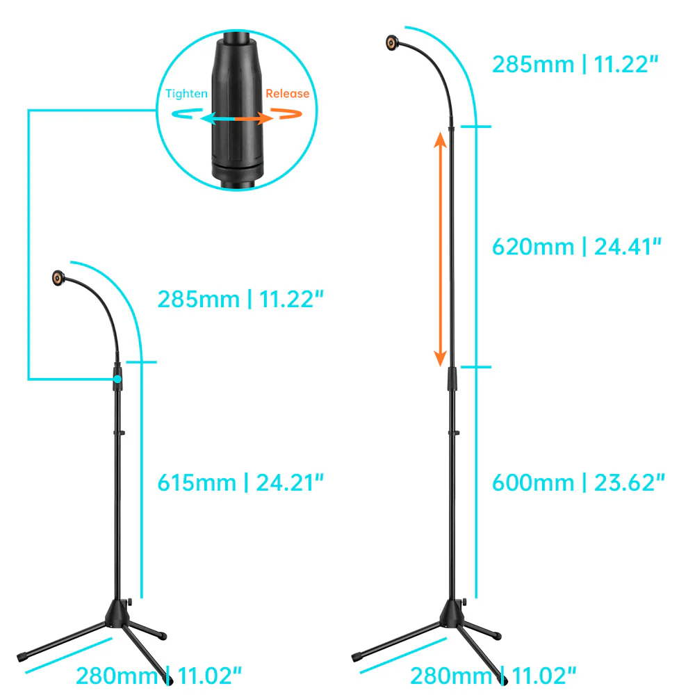 MGS-X185 | Tripod Floor Stand With Boom Microphone Arm | MagSafe / Pixelsnap 15W Fast Charger | Design for iPhone & Smartphone - Image 4