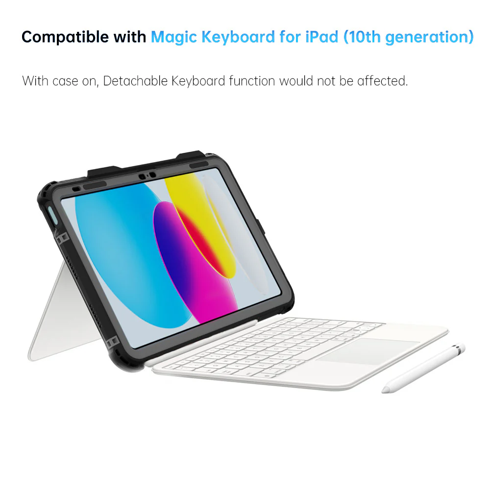 MKN-iPad-N5 | iPad 10.9 (10th Gen.) | IP68 Waterproof Case W/ Keyboard Connector, Pencil Holder - Image 3