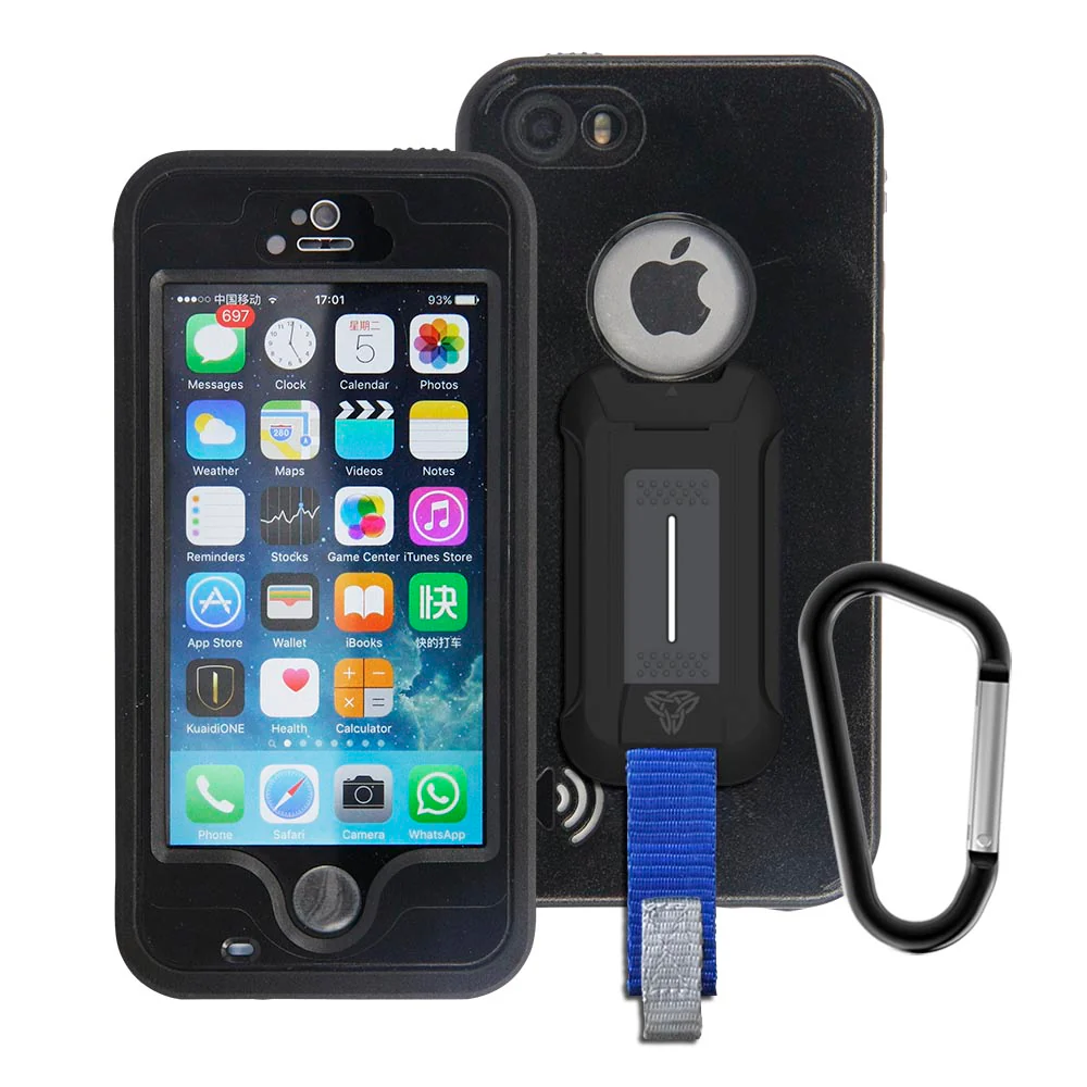 MX-AP3S-BK |  iPhone 5 5s Waterproof Case | IP68 shock & water proof Cover w/ X-Mount & Carabiner