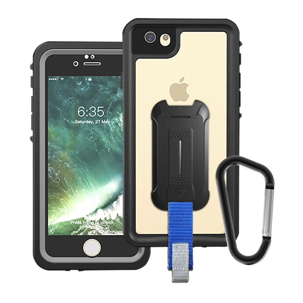MX-i6-BK | Apple iPhone 6 / 6S Waterproof Case | IP68 shock & water proof Cover w/ X-Mount & Carabiner