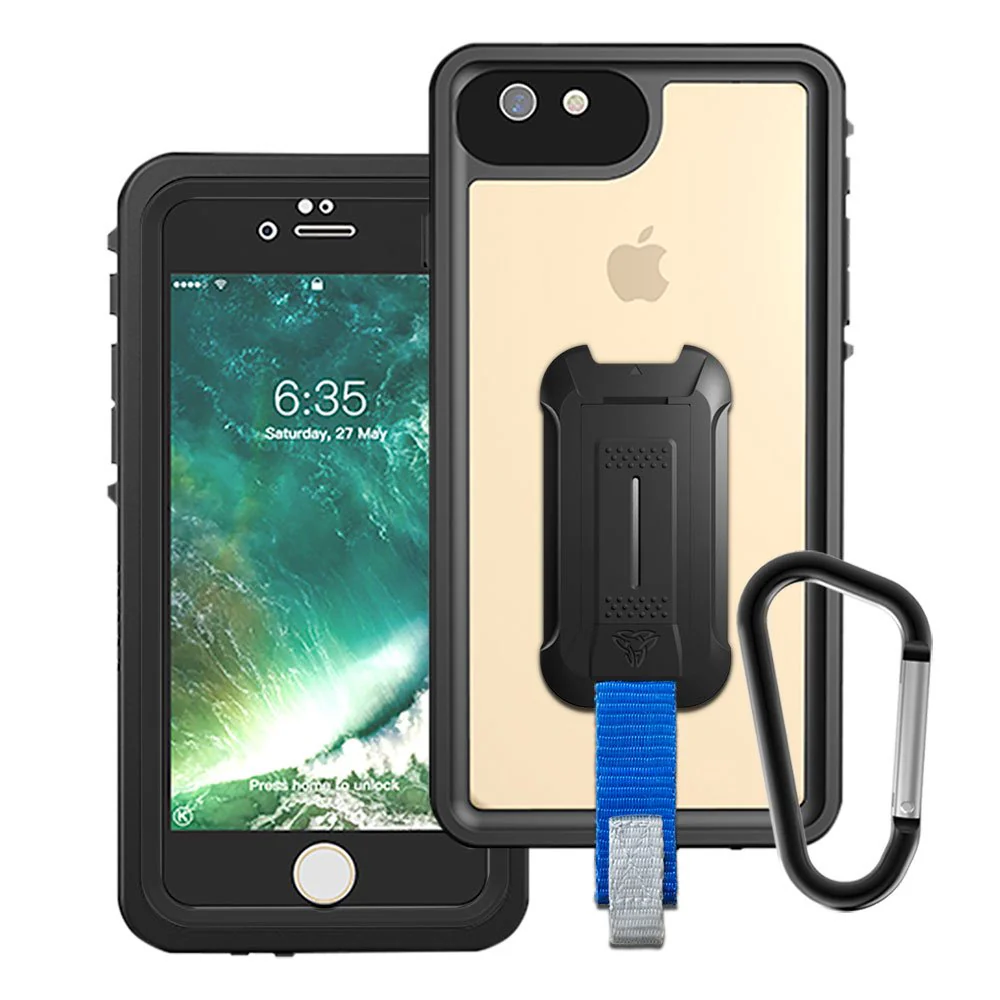 MX-i6P-BK | iPhone 6 6S Plus Waterproof Case | IP68 shock & water proof Cover w/ X-Mount & Carabiner