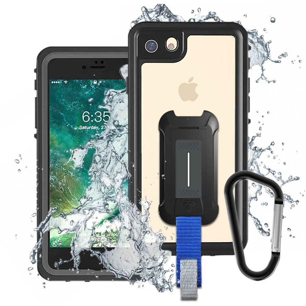 MX-i7-BK | iPhone SE (2020 / 2022) 4.7-inch Waterproof Case | IP68 Shock & Water Proof Cover w/ X-Mount & Carabiner