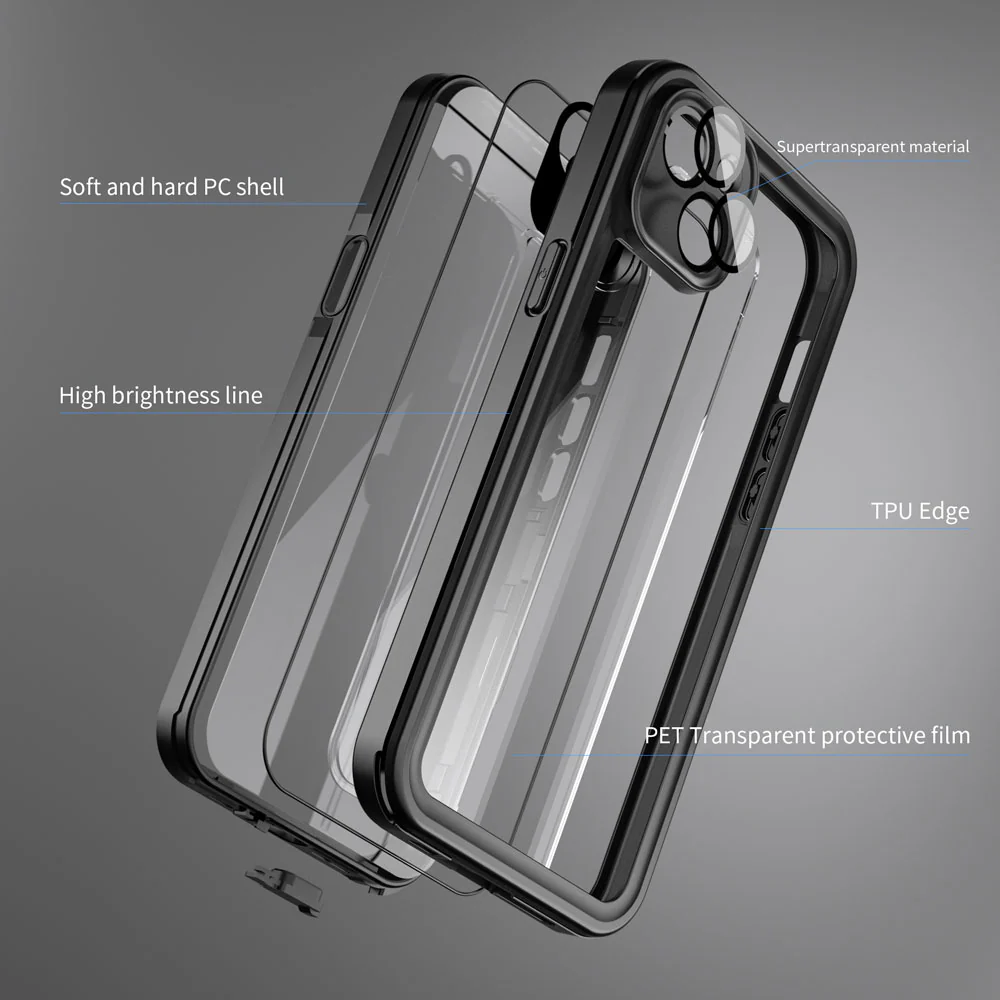 MX-IPH-14PL | iPhone 14 Plus | Waterproof Case IP68 shock & water proof Cover w/ X-Mount & Carabiner - Image 9