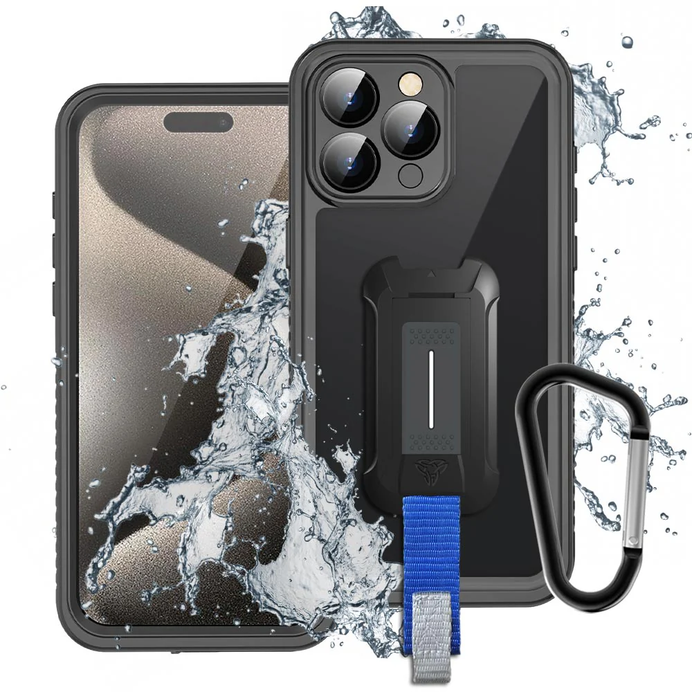 MX-IPH-15PMX | iPhone 15 Pro Max | Waterproof Case IP68 shock & water proof Cover w/ X-Mount & Carabiner