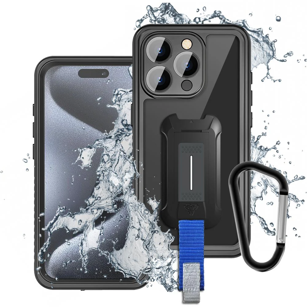 MX-IPH-15PRO | iPhone 15 Pro | Waterproof Case IP68 shock & water proof Cover w/ X-Mount & Carabiner