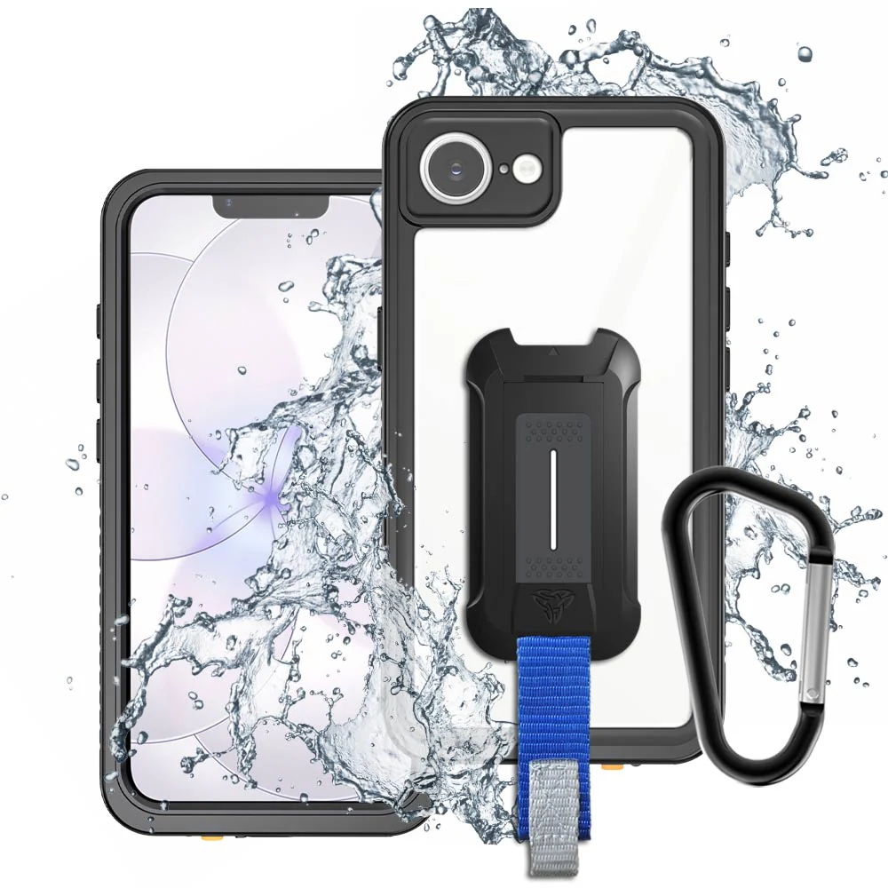 MX-IPH-16E | iPhone 17e / 16e | Waterproof Case IP68 shock & water proof Cover w/ X-Mount & Carabiner