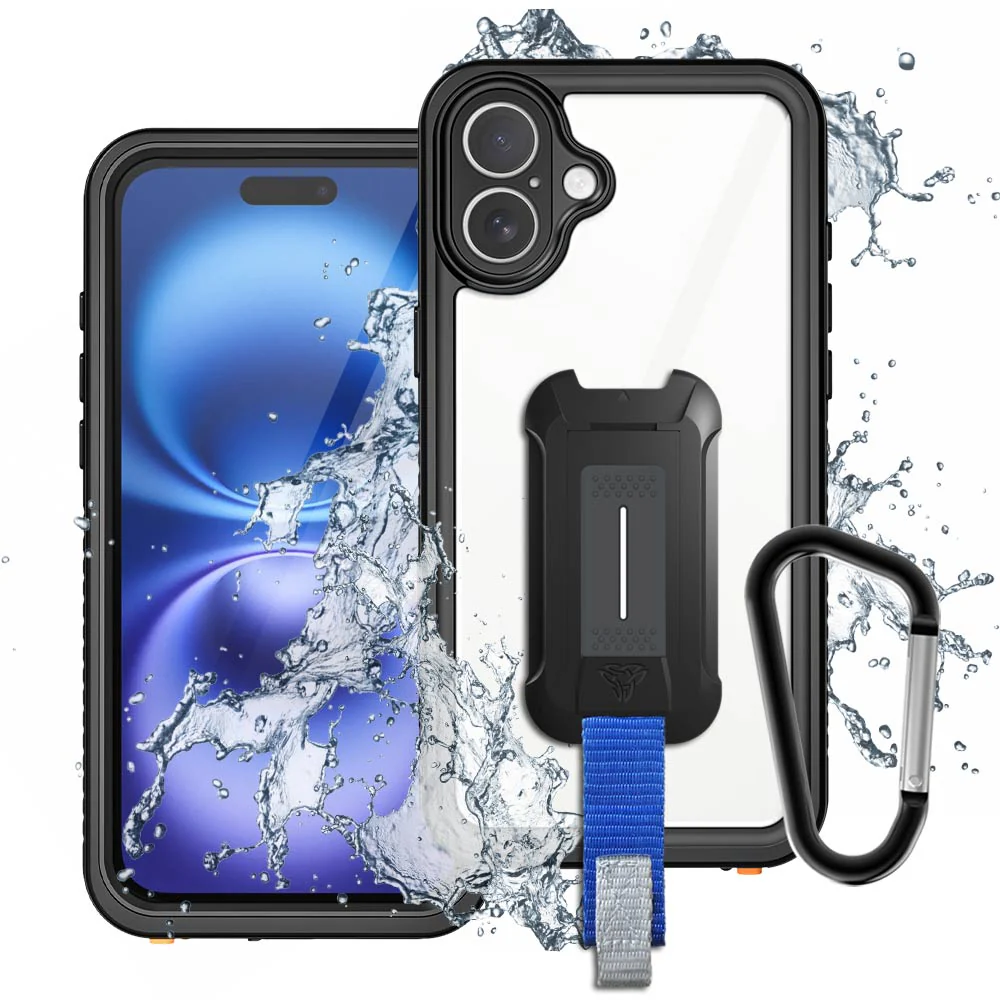 MX-IPH-16PL | iPhone 16 Plus | Waterproof Case IP68 shock & water proof Cover w/ X-Mount & Carabiner