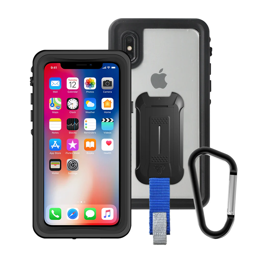 MX-IPHX-BK | iPhone X iPhone XS Waterproof Case | IP68 shock & water proof Cover w/ X-Mount & Carabiner - Image 2