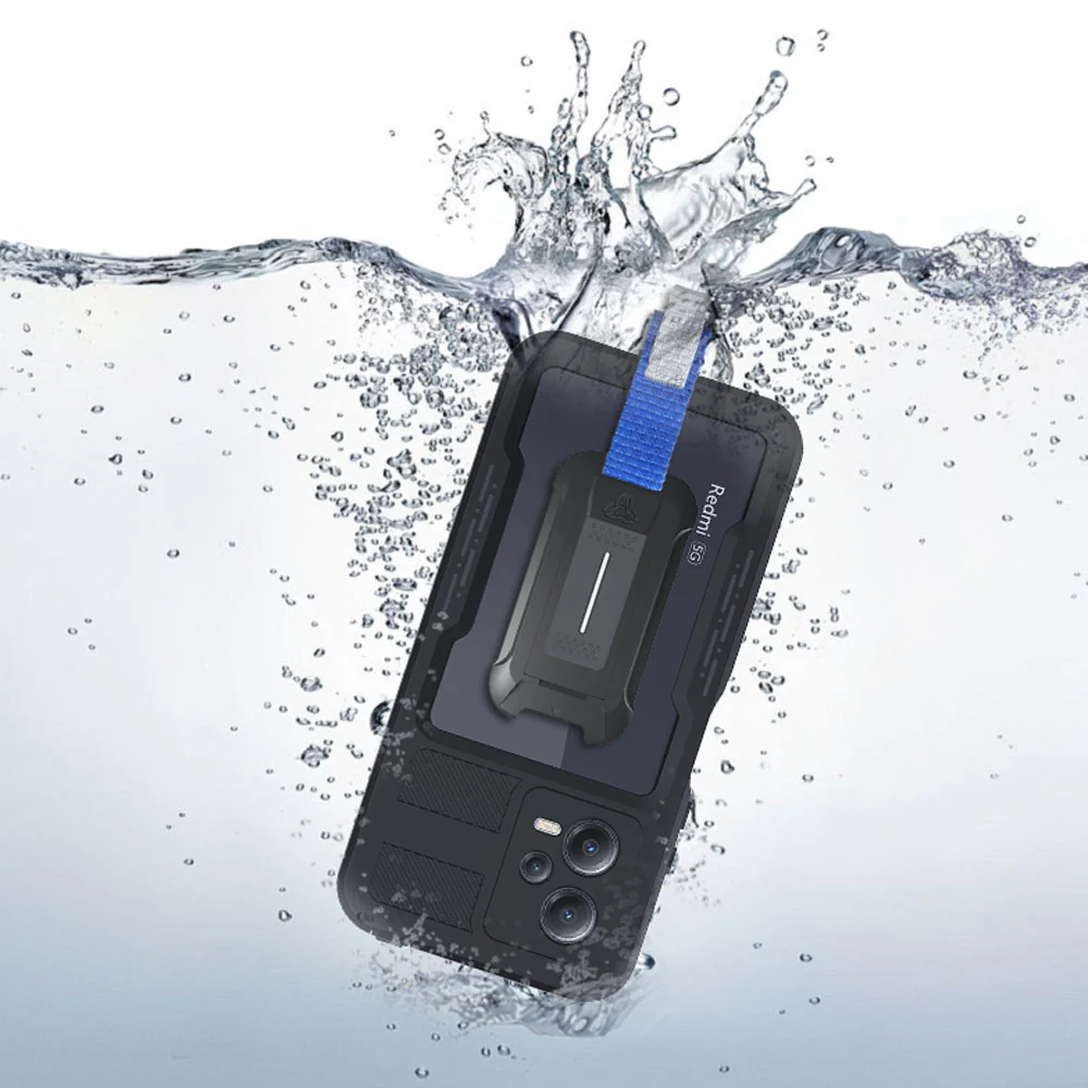 MX-Mi22-RMN125G | Xiaomi Redmi Note 12 5G Waterproof Case | IP68 shock & water proof Cover w/ X-Mount & Carabiner - Image 2
