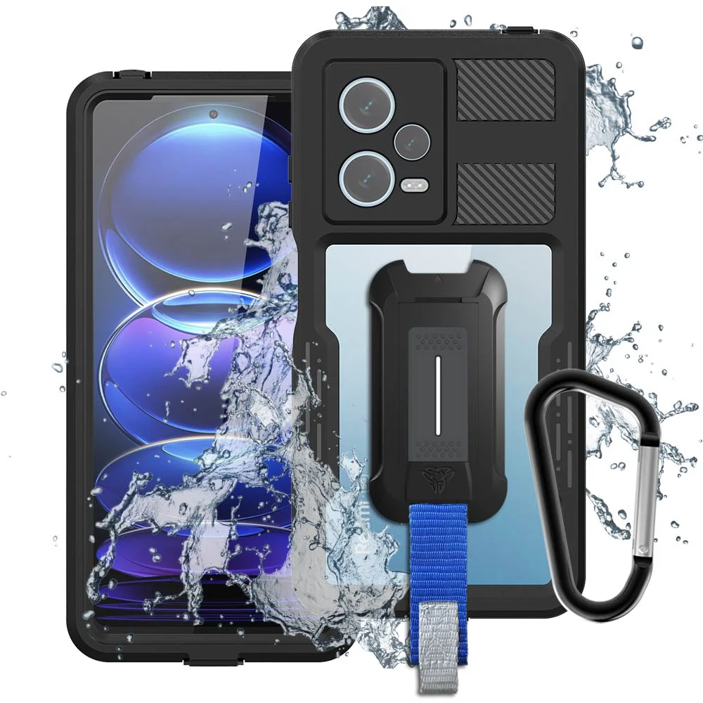 MX-Mi22-RMN12P5G | Xiaomi Redmi Note 12 Pro 5G Waterproof Case | IP68 shock & water proof Cover w/ X-Mount & Carabiner