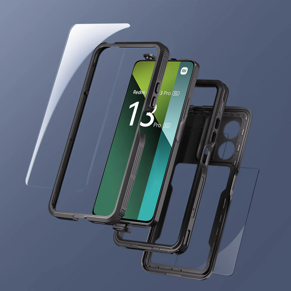 MX-Mi23-RMN13P5G | Xiaomi Redmi Note 13 Pro 5G Waterproof Case | IP68 shock & water proof Cover w/ X-Mount & Carabiner - Image 8
