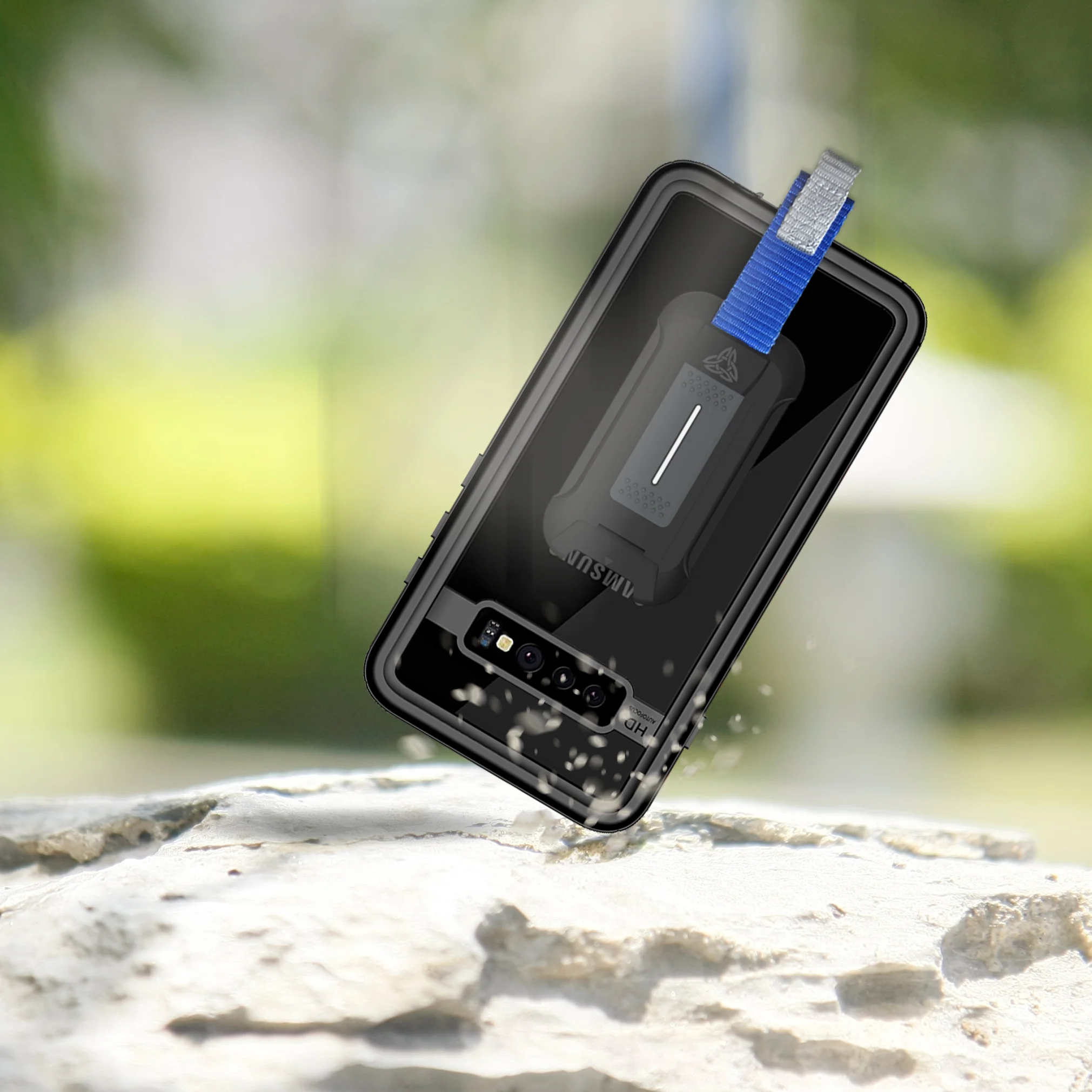 MX-S10-BK | Samsung Galaxy S10 Waterproof Case | IP68 shock & water proof Cover w/ X-Mount & Carabiner - Image 9