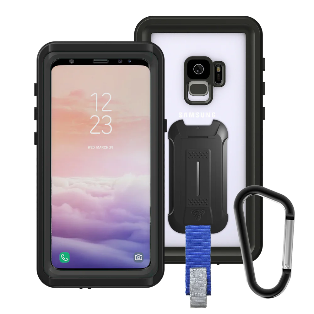 MX-S9-BK | Samsung Galaxy S9 Waterproof Case | IP68 shock & water proof Cover w/ X-Mount & Carabiner - Image 8