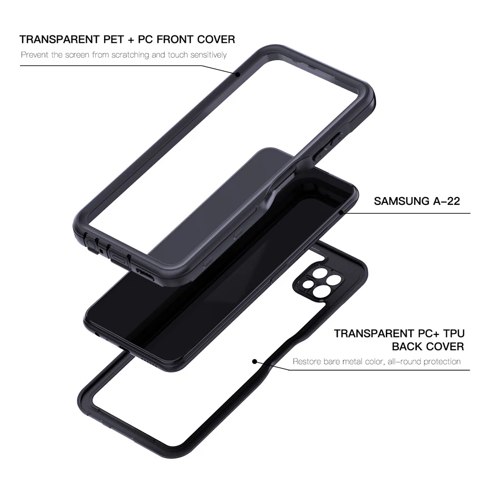 MX-SS21-A225G | Samsung Galaxy A22 5G SM-A226 Waterproof Case | IP68 shock & water proof Cover w/ X-Mount & Carabiner - Image 9