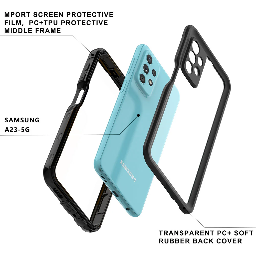 MX-SS22-A235G | Samsung Galaxy A23 5G SM-A236 / A23 4G SM-A235 ( NOT for A23 5G UW SM-A236V ) Waterproof Case | IP68 shock & water proof Cover w/ X-Mount & Carabiner - Image 9