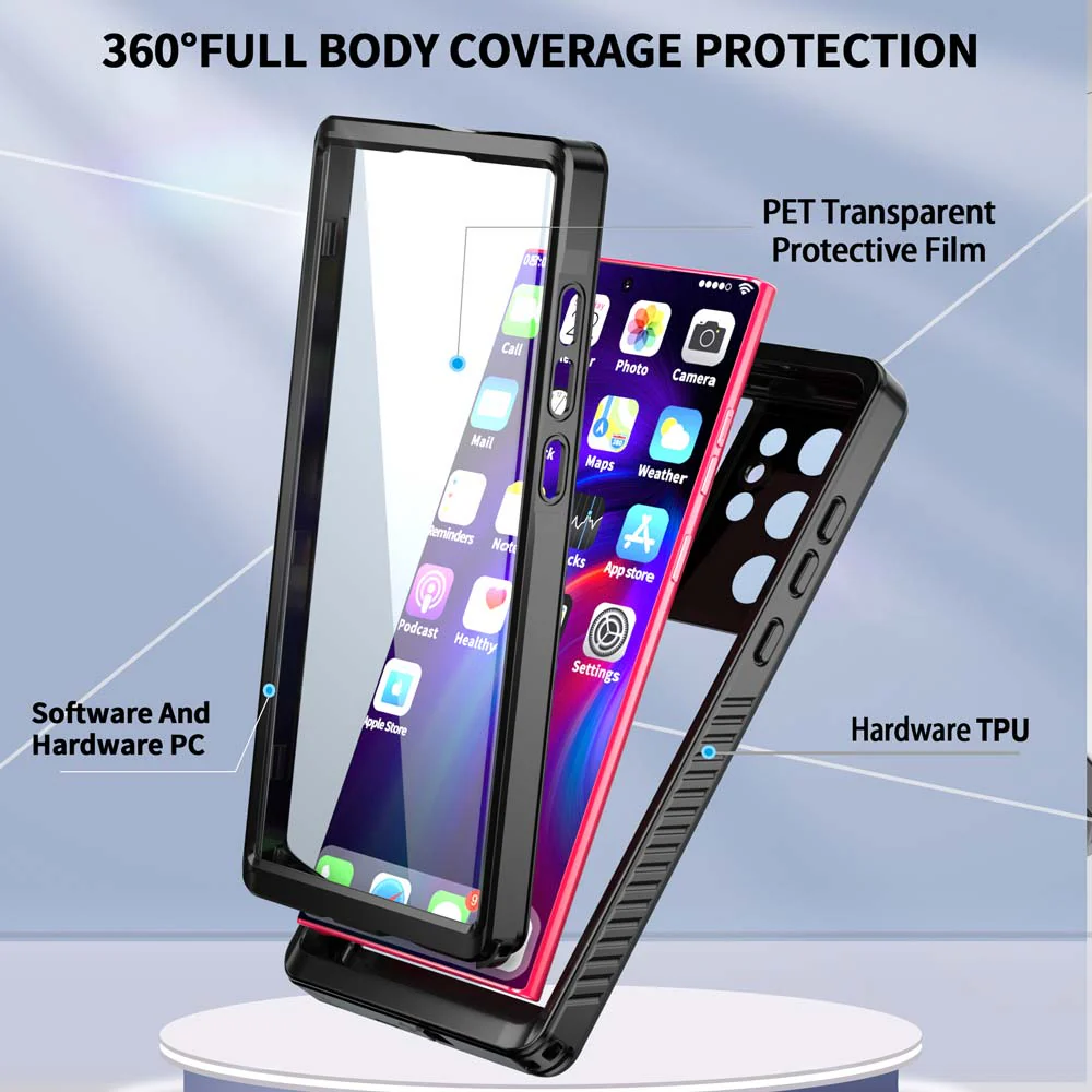MX-SS22-S22U | Samsung Galaxy S22 Ultra 5G SM-S908 Waterproof Case | IP68 shock & water proof Cover w/ X-Mount & Carabiner - Image 9