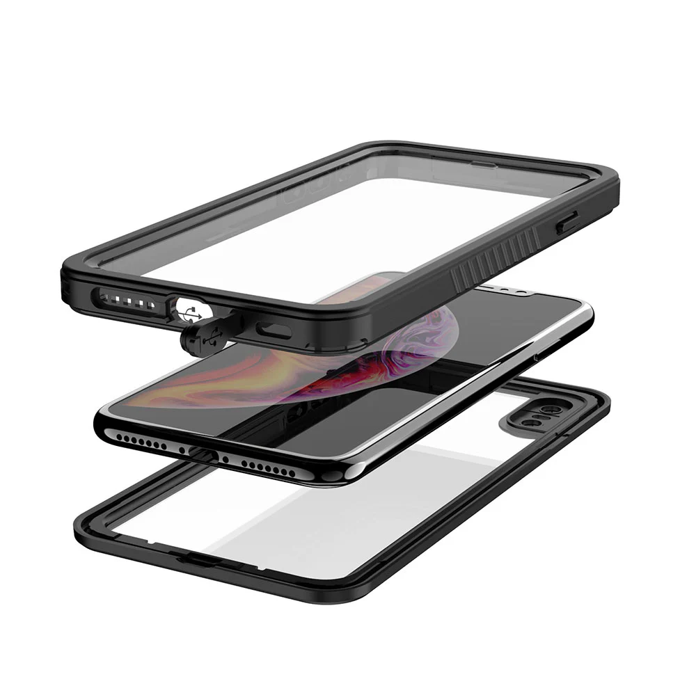 MXA-IPHXM-BK | iPhone XS MAX Waterproof Case | IP68 shock & water proof Cover w/ X-Mount & Carabiner -Black - Image 9