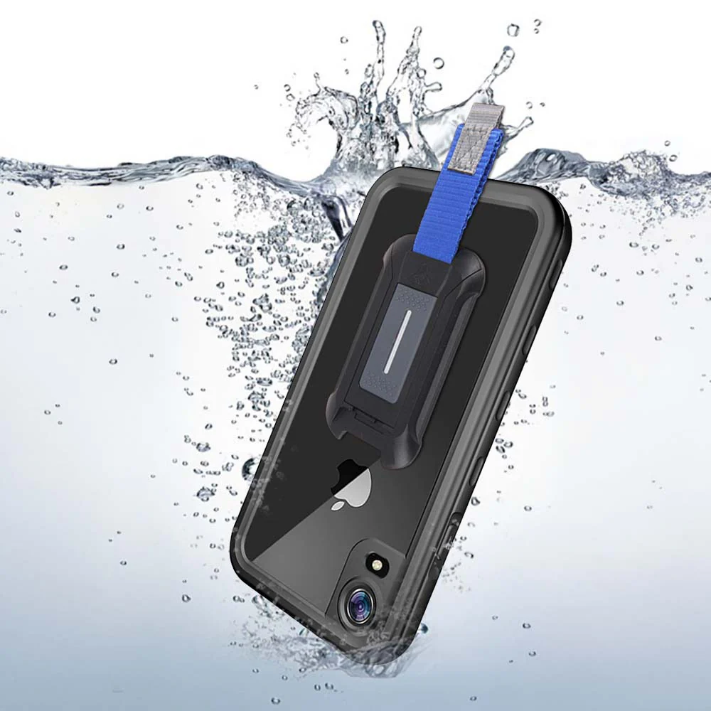 MXA-IPHXR-BK | iPhone XR Waterproof Case | IP68 shock & water proof Cover w/ X-Mount & Carabiner -Black - Image 7