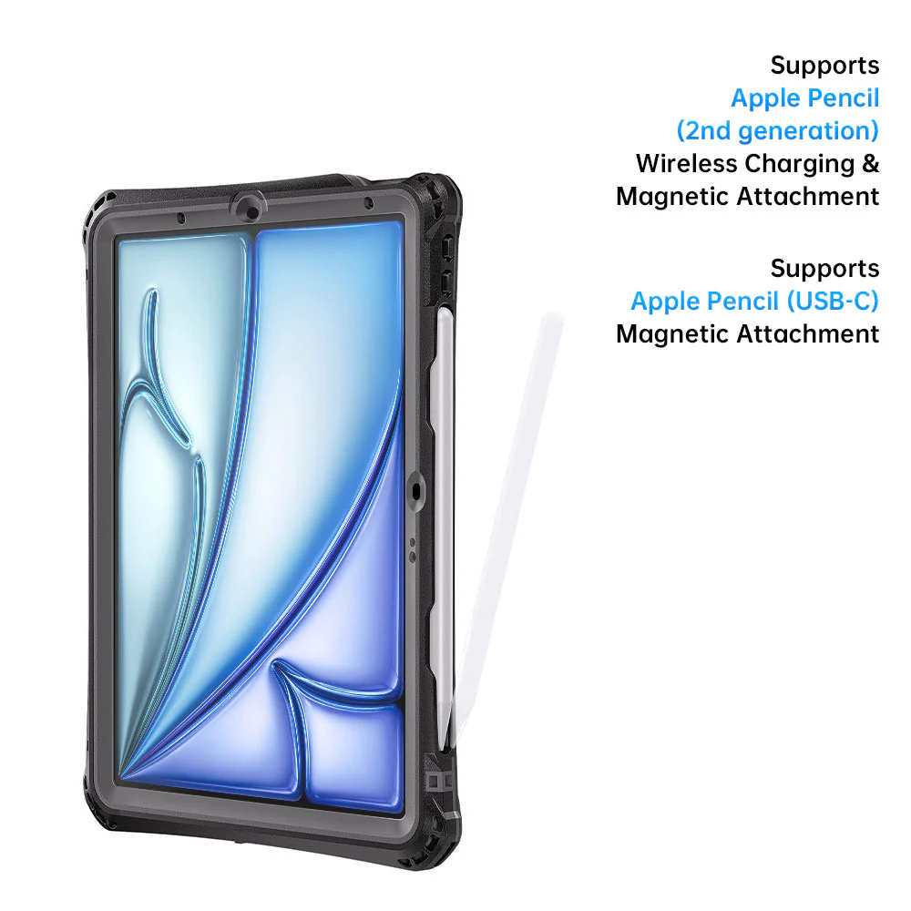 MXK-iPad-A5 | iPad Air 4 2020 / Air 5 2022 | IP68 Waterproof Case W/ Pencil Holder, Hand Strap, Kickstand & X-mount - Image 12