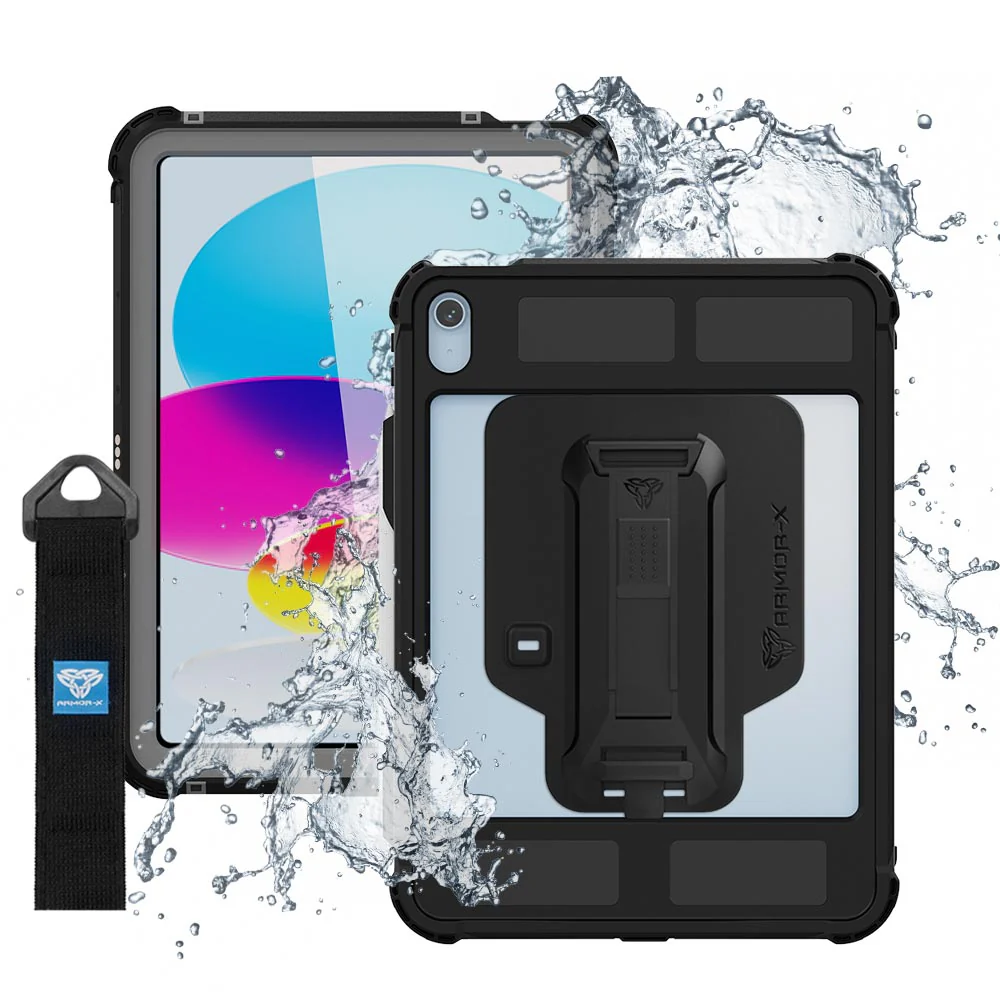 MXK-iPad-N5 | iPad 10.9 (10th Gen.) | IP68 Waterproof Case W/ Keyboard Connector, Pencil Holder, Hand Strap, Kickstand & X-mount - Image 15