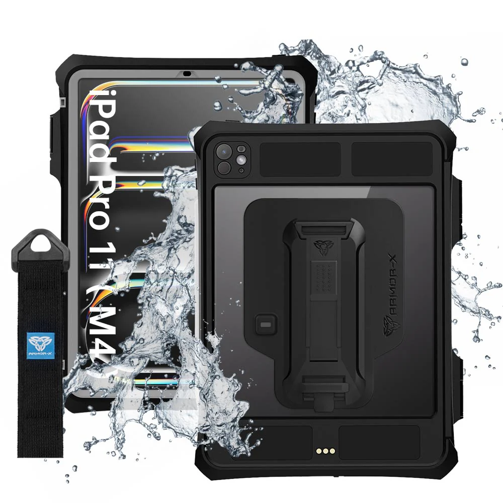 MXK-iPad-PR11 | iPad Pro 11 (M4) / (M5) | IP68 Waterproof Case W/ Pencil Holder, Hand Strap, Kickstand & X-mount Supports Apple Pencil Pro Wireless Charging - Image 15