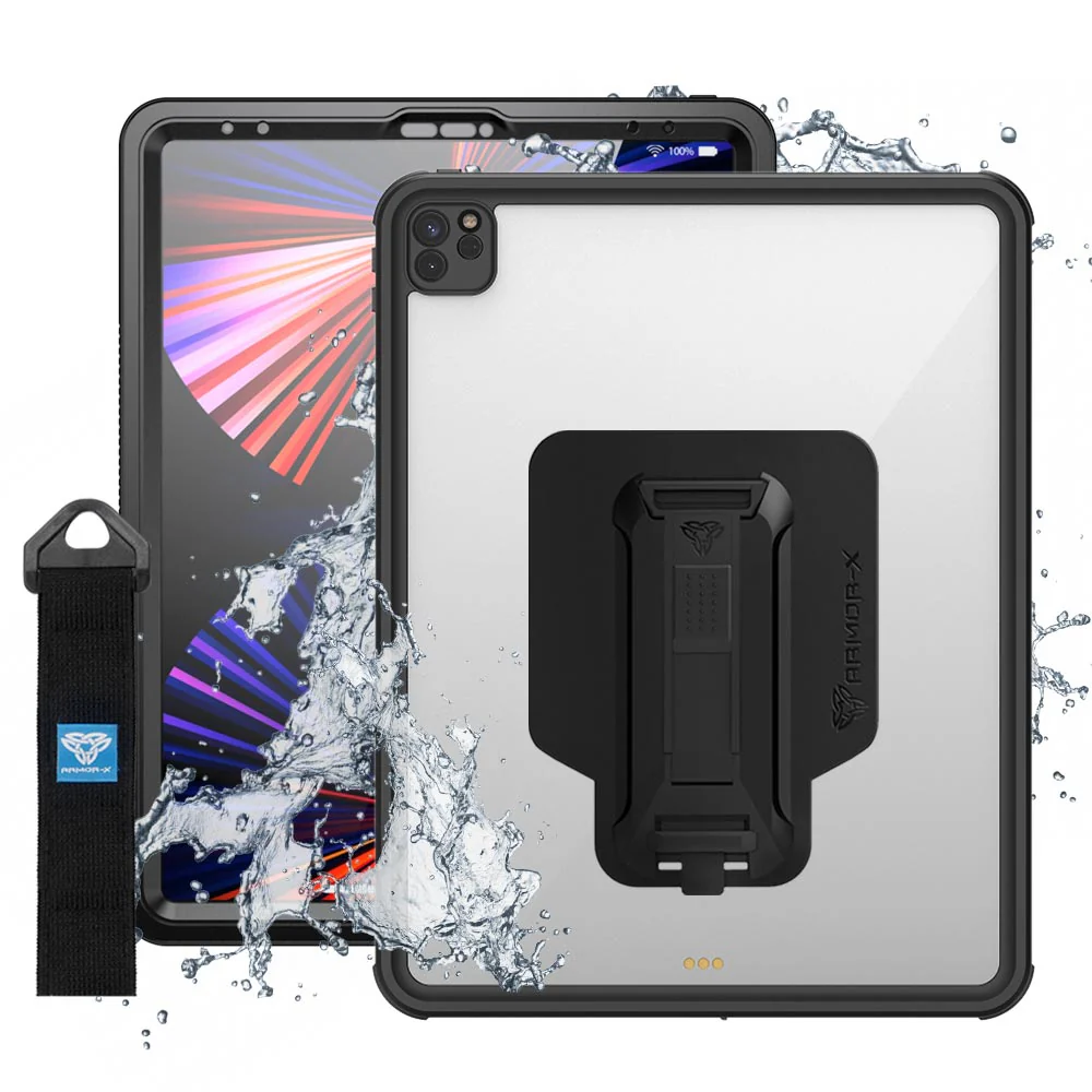 MXS-A17S | iPad Pro 12.9 ( 5th / 6th Gen ) 2021 / 2022 | IP68 Waterproof, Shock & Dust Proof Case With Handstrap & Kickstand & X-Mount