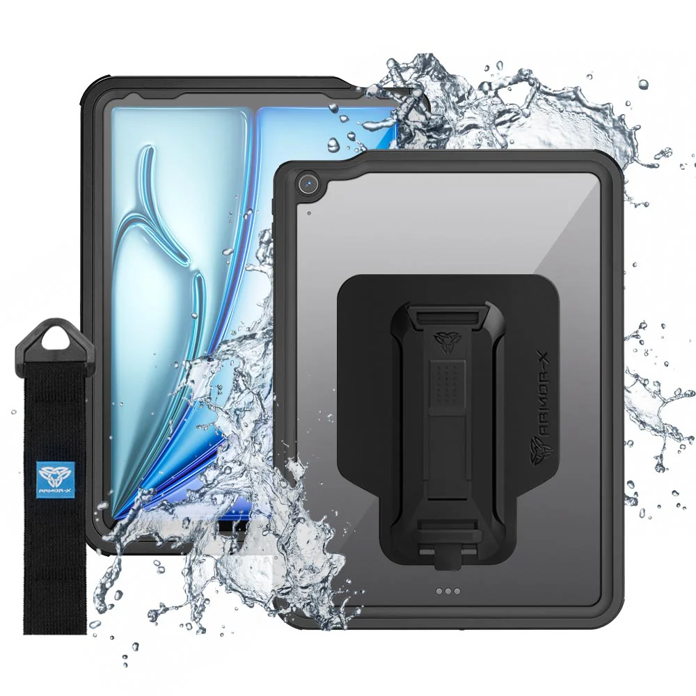 MXS-iPad-A5 | iPad Air 11 (M4/3/2) / iPad Air (5th/4th) | IP68 Waterproof, Shock & Dust Proof Case With Handstrap & Kickstand & X-Mount