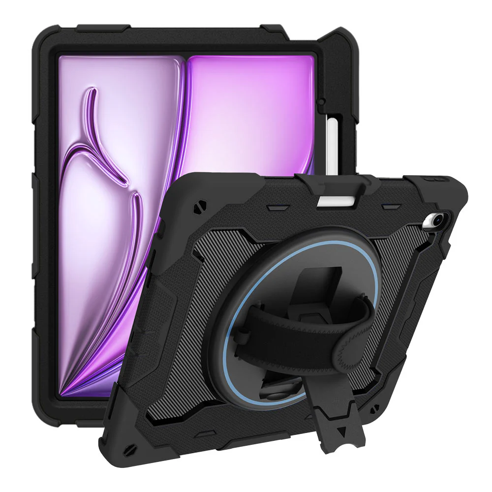 NBN-iPad-A6 | iPad Air 13 (M2) / (M3) / (M4) | Ultra 3 Layers Shockproof Rugged Case with Hand Strap and Kick-Stand - Image 11