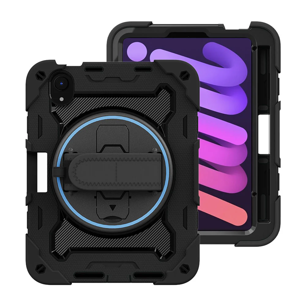 NBN-iPad-M6 | iPad mini 6 | Ultra 3 Layers Shockproof Rugged Case with Hand Strap and Kick-Stand