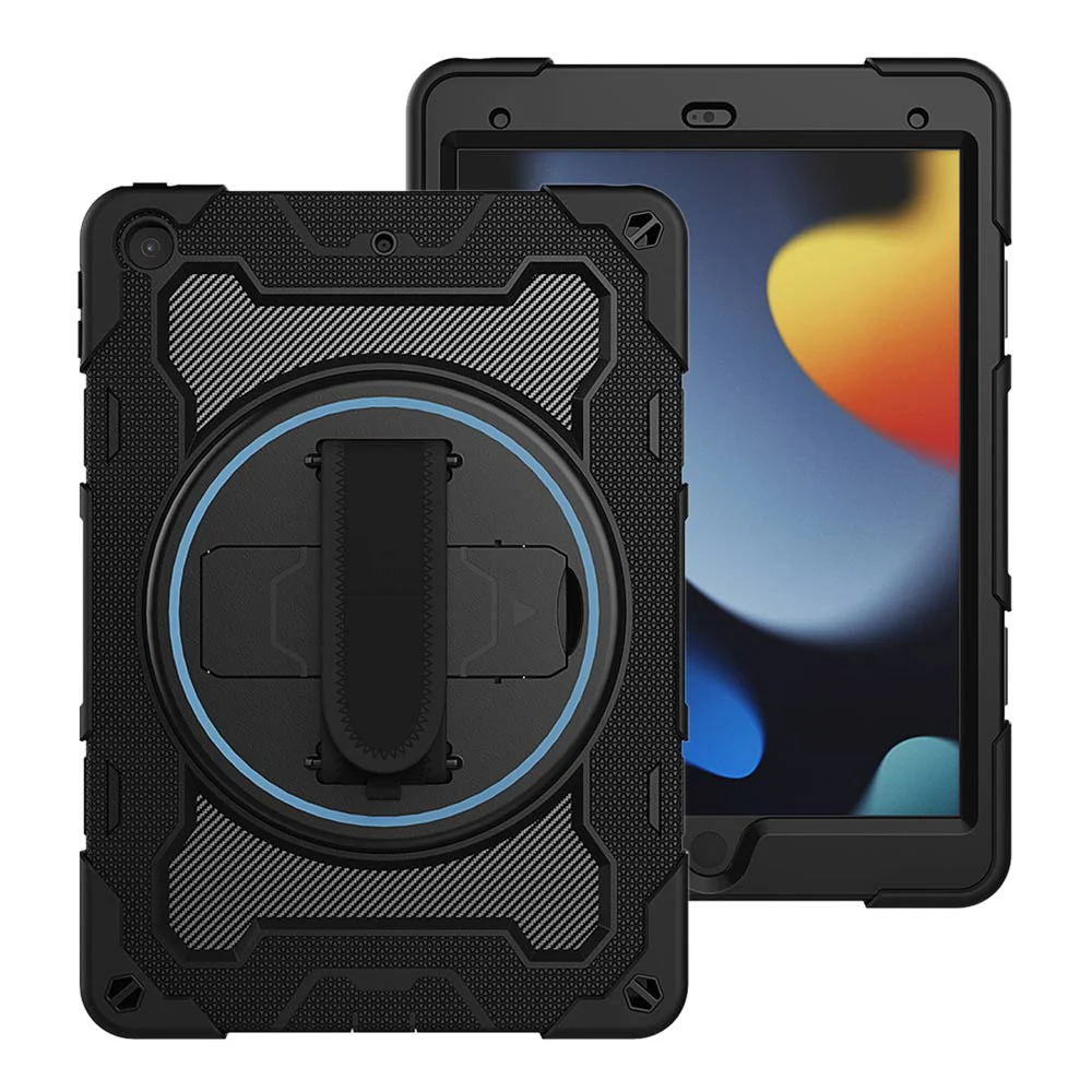 NBN-iPad-N3 | iPad 10.2 (7th & 8th & 9th Gen.) 2019 / 2020 / 2021 | Ultra 3 Layers Shockproof Rugged Case with Hand Strap and Kick-Stand