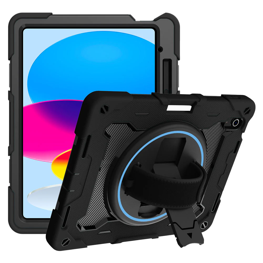NBN-iPad-N5PN | iPad 10.9 (10th Gen.) | Ultra 3 Layers Shockproof Rugged Case with Hand Strap and Kick-Stand & Built in pen holder - Image 9