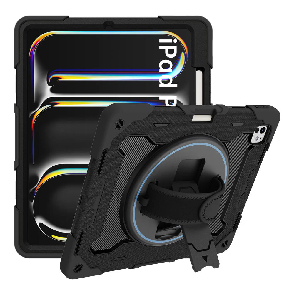 NBN-iPad-PR10 | iPad Pro 13 (M4) / (M5) | Ultra 3 Layers Shockproof Rugged Case with Hand Strap and Kick-Stand - Image 11