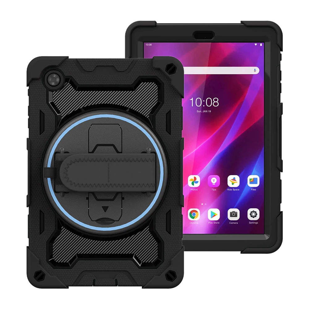 NBN-LN-M8G3 | Lenovo Tab M8 (3rd Gen) TB-8506 | Ultra 3 Layers Shockproof Rugged Case with Hand Strap and Kick-Stand
