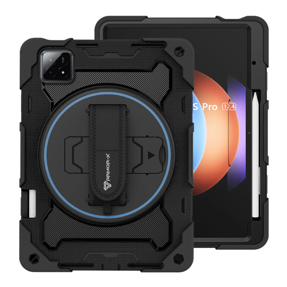 NBN-Mi-PAD6SP | Xiaomi Pad 6S Pro 12.4 | Ultra 3 Layers Shockproof Rugged Case with Hand Strap and Kick-Stand